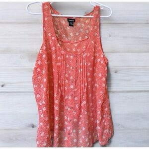 Torrid Orange Floral Sleeveless Blouse – Size 0 Flowy & Lightweight Top